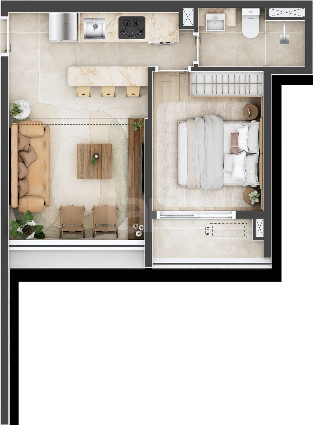 Planta — Apartamento 37,59 m²