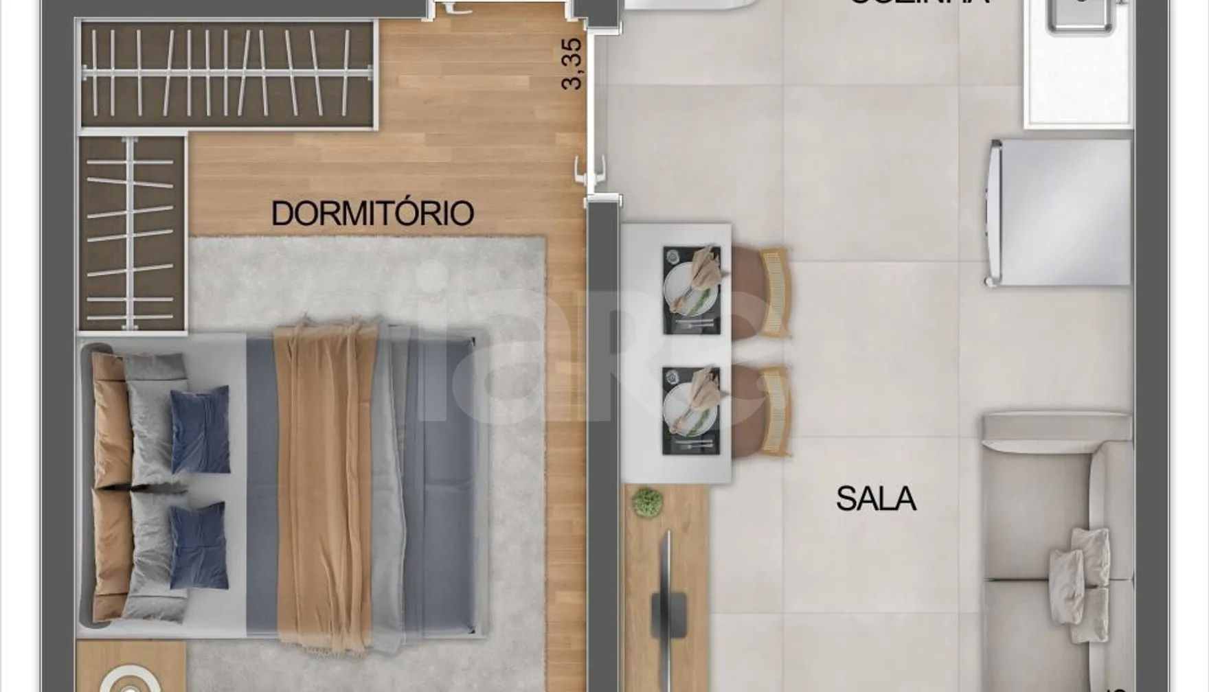 Planta — Apartamento 29,96 m²