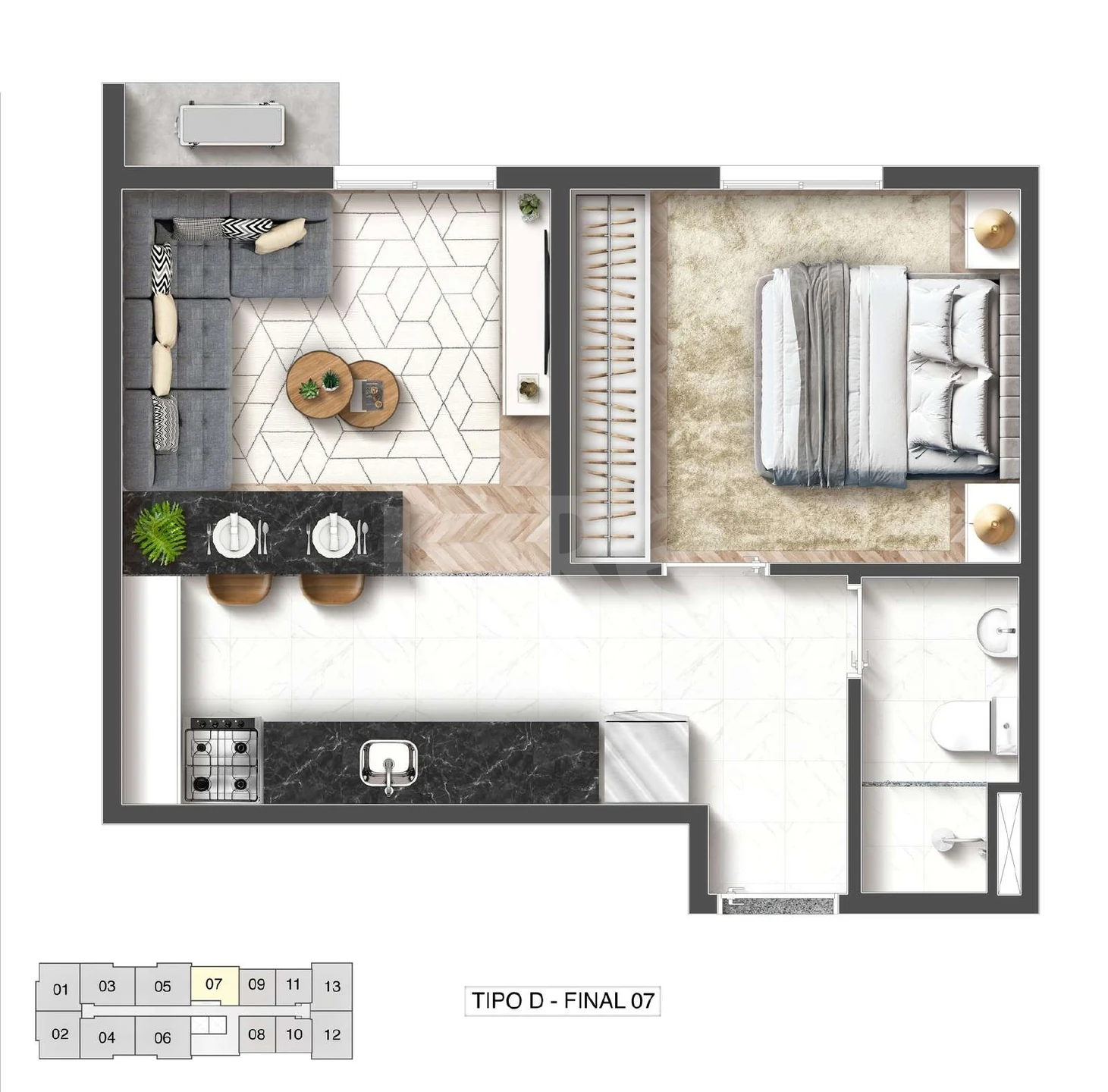Planta — Apartamento 33 m²