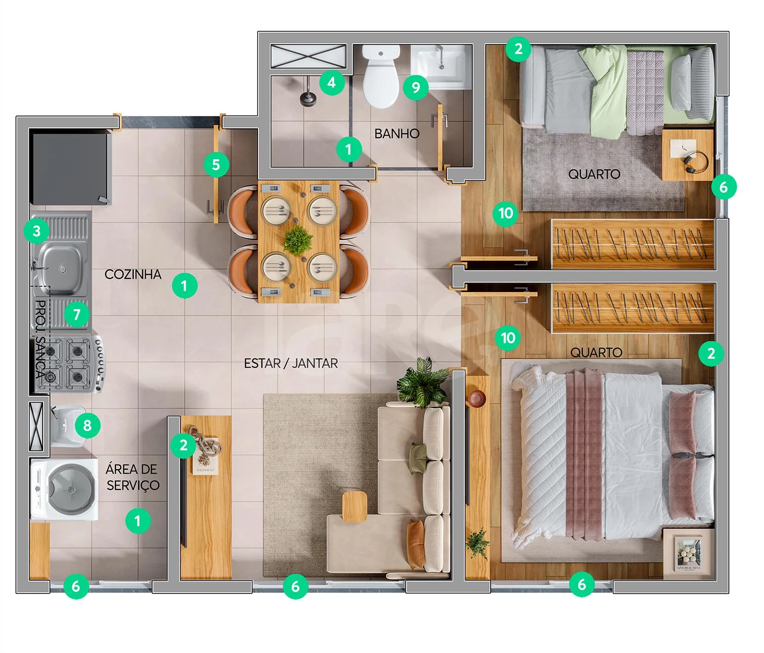 Planta — Apartamento 35,36 m²