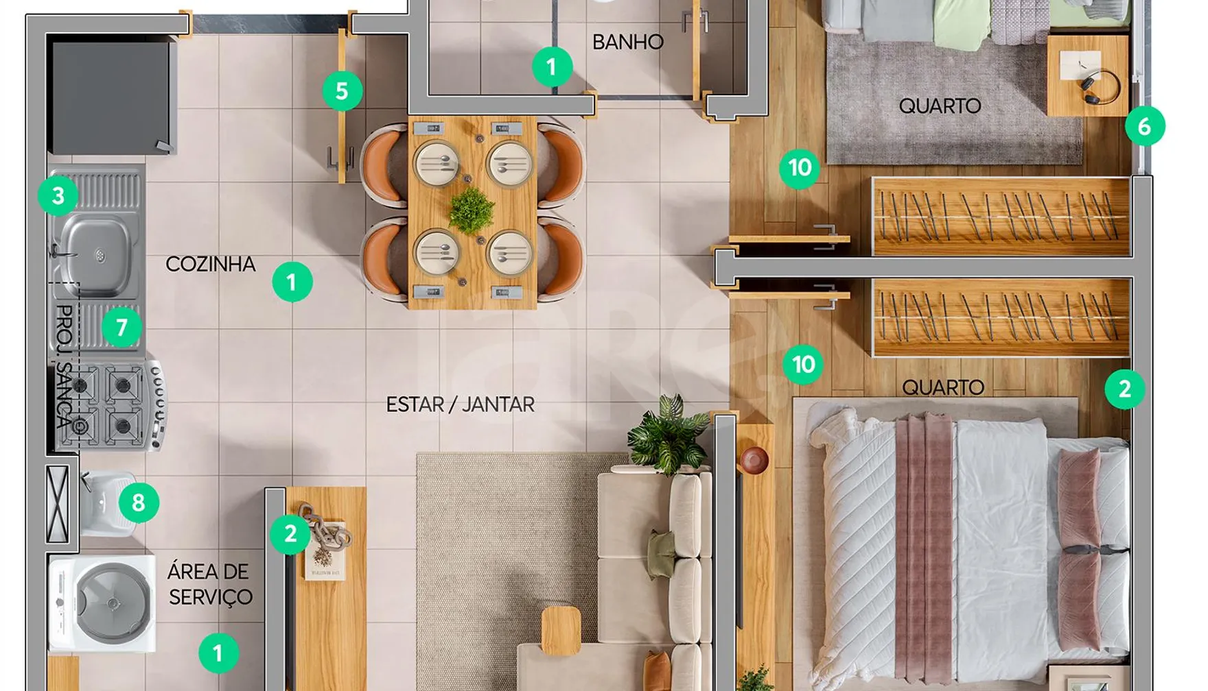 Planta — Apartamento 35,36 m²