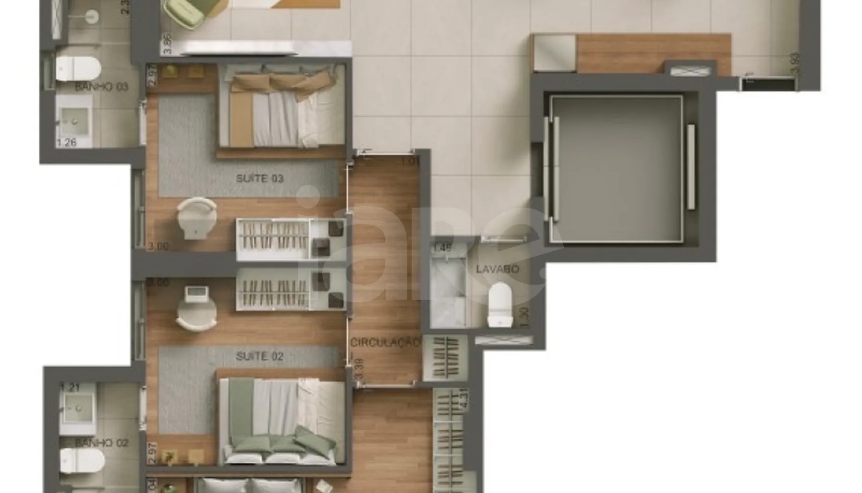 Planta — Apartamento 114,04 m²