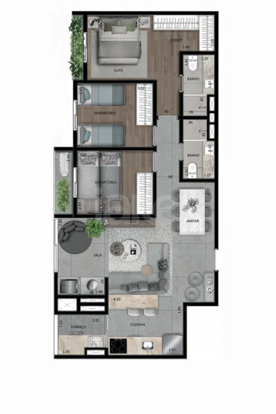 Planta — Apartamento 80 m²