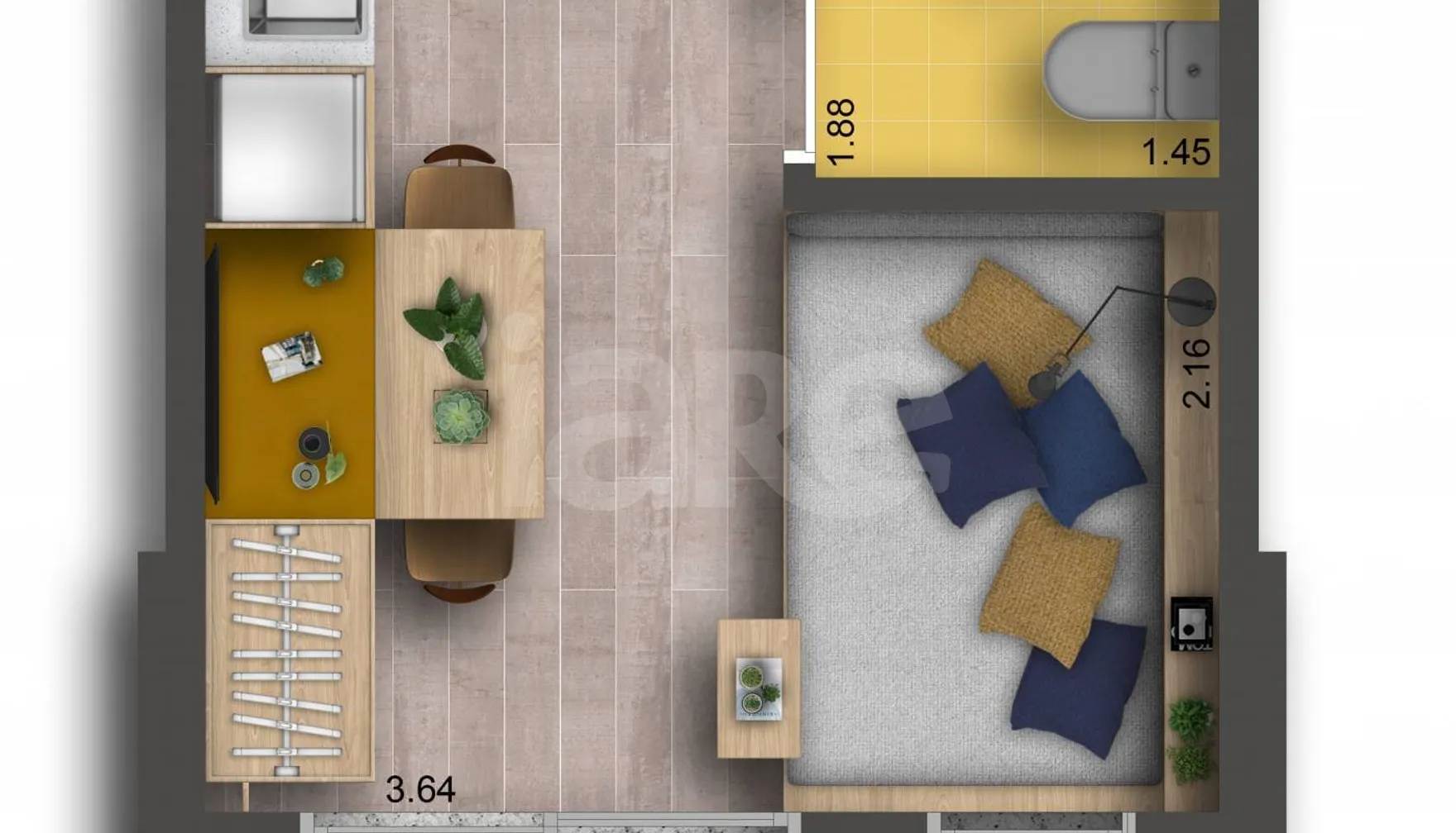 Planta — Studio 21,71 m²