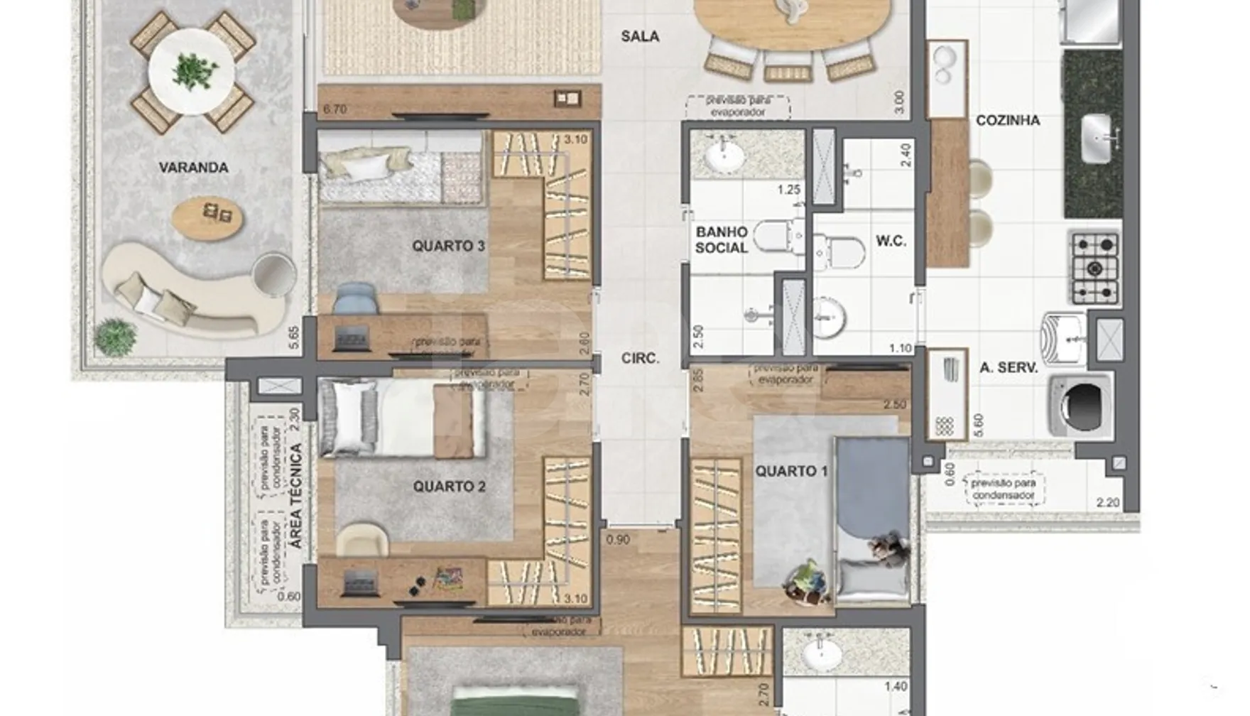 Planta — Apartamento 115,53 m²