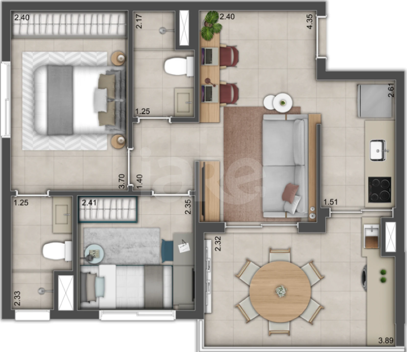 Planta — Apartamento 52,91 m²