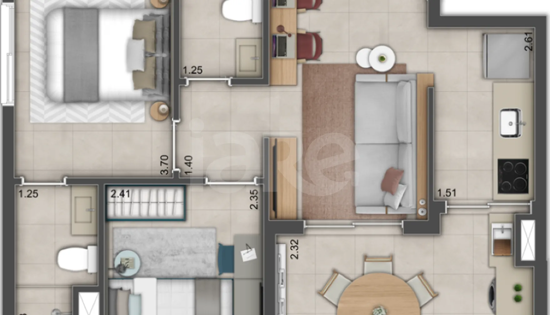 Planta — Apartamento 52,91 m²