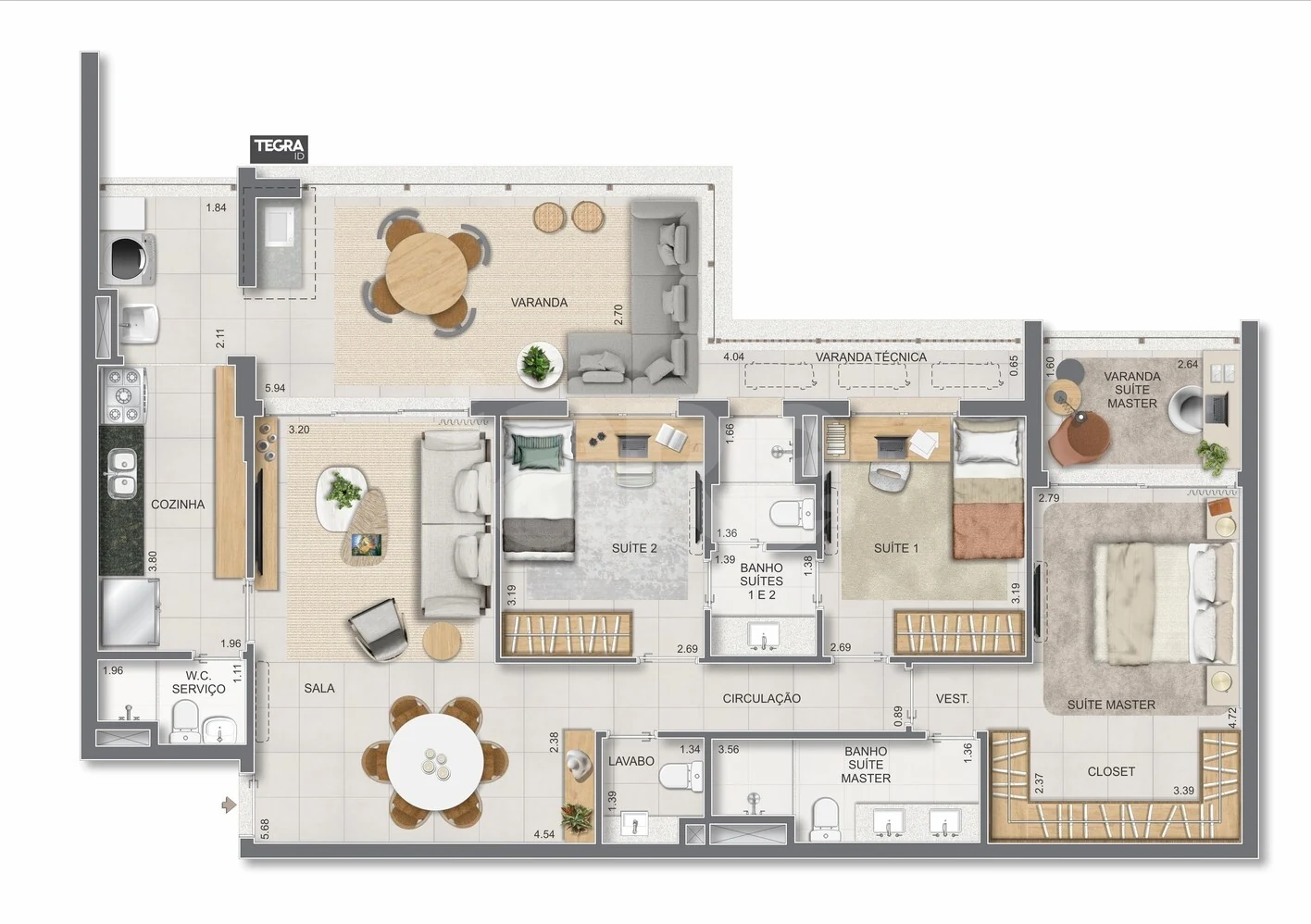 Planta — Apartamento 123,35 m²