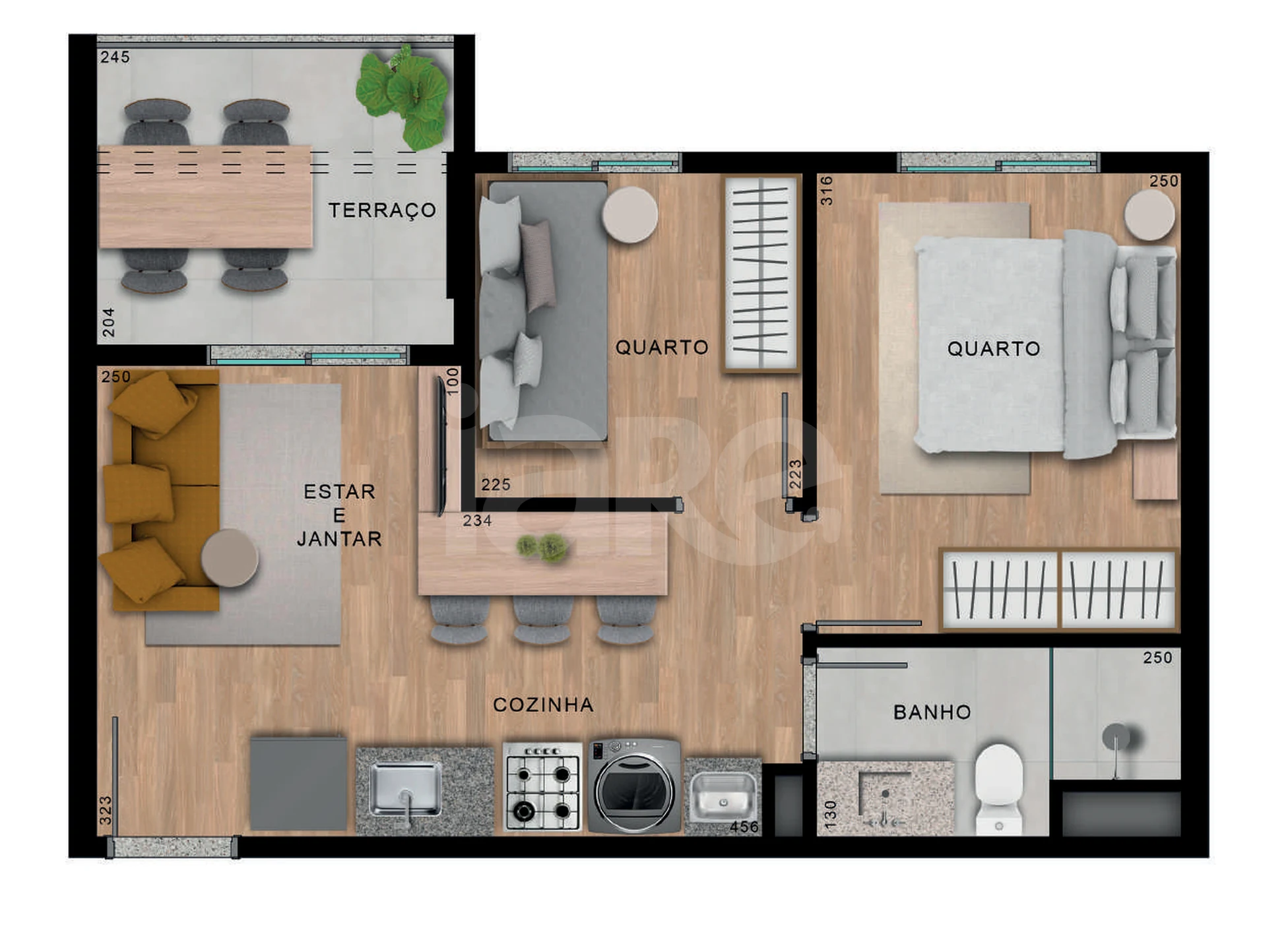 Planta — Apartamento 38,69 m²