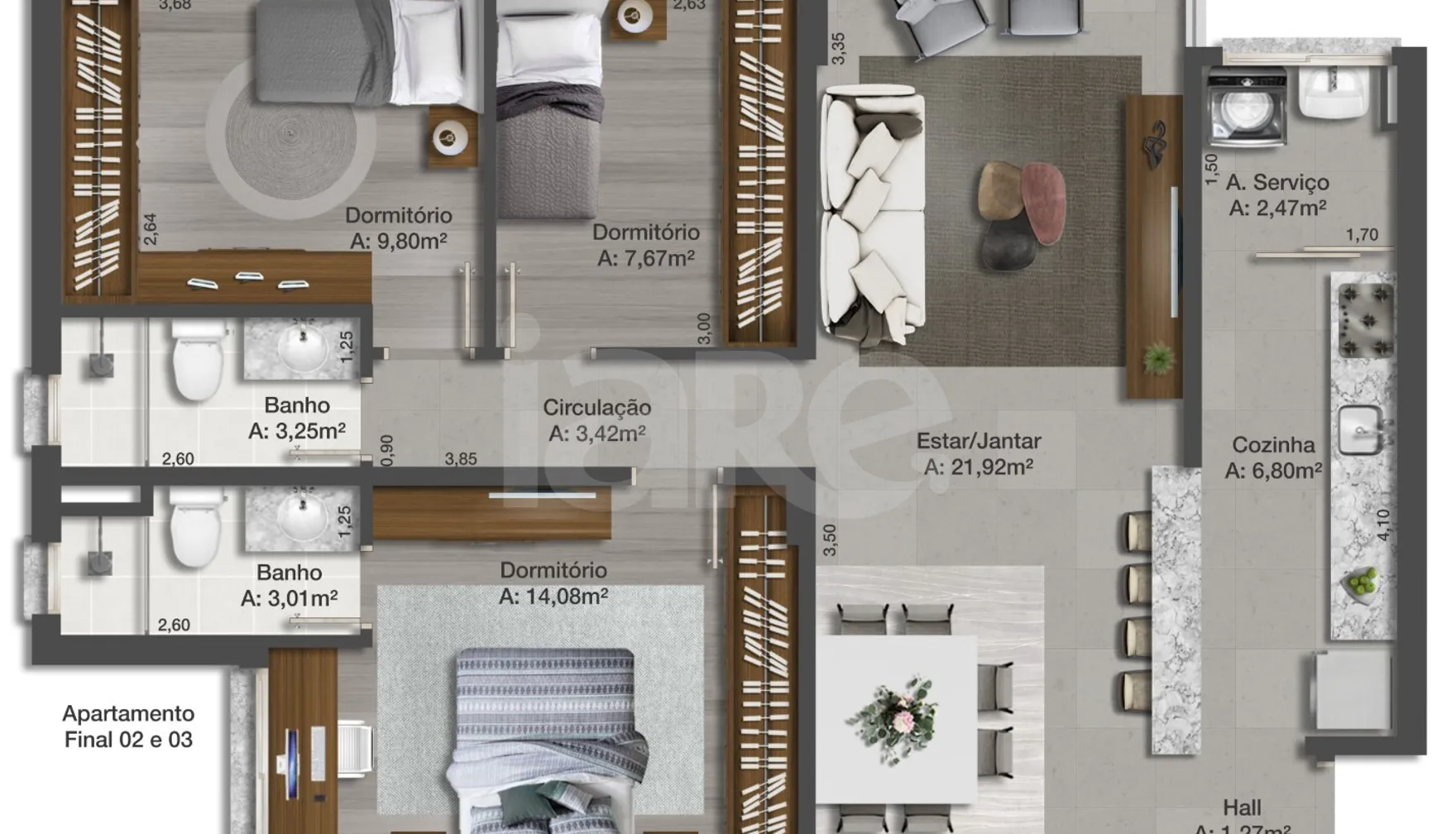 Planta — Apartamento 91,84 m²
