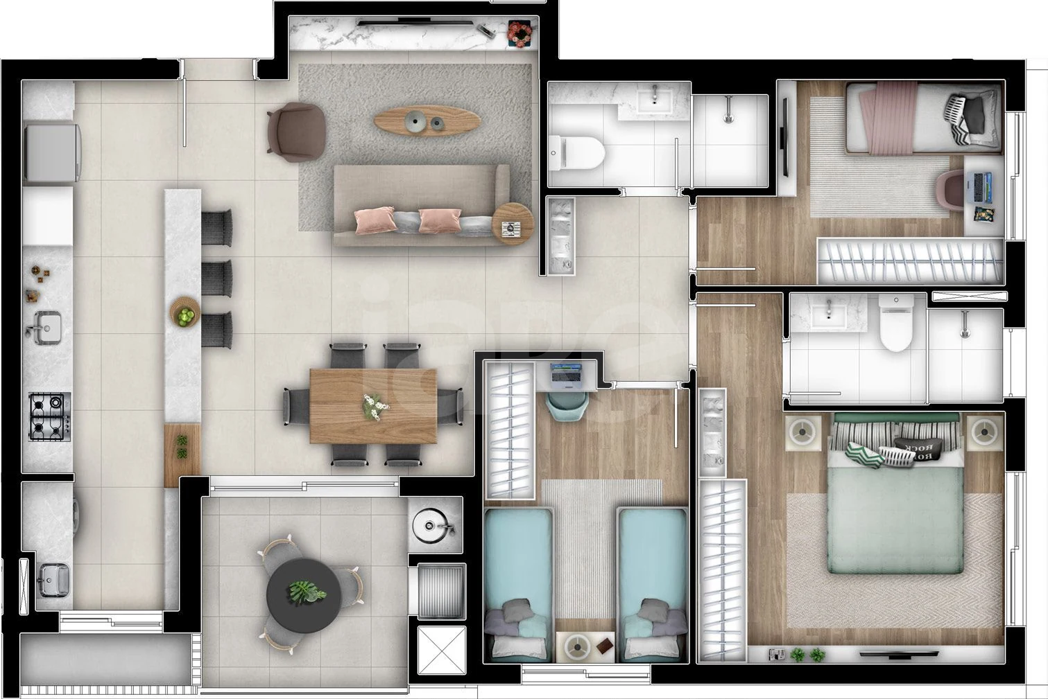Planta — Apartamento 88,91 m²