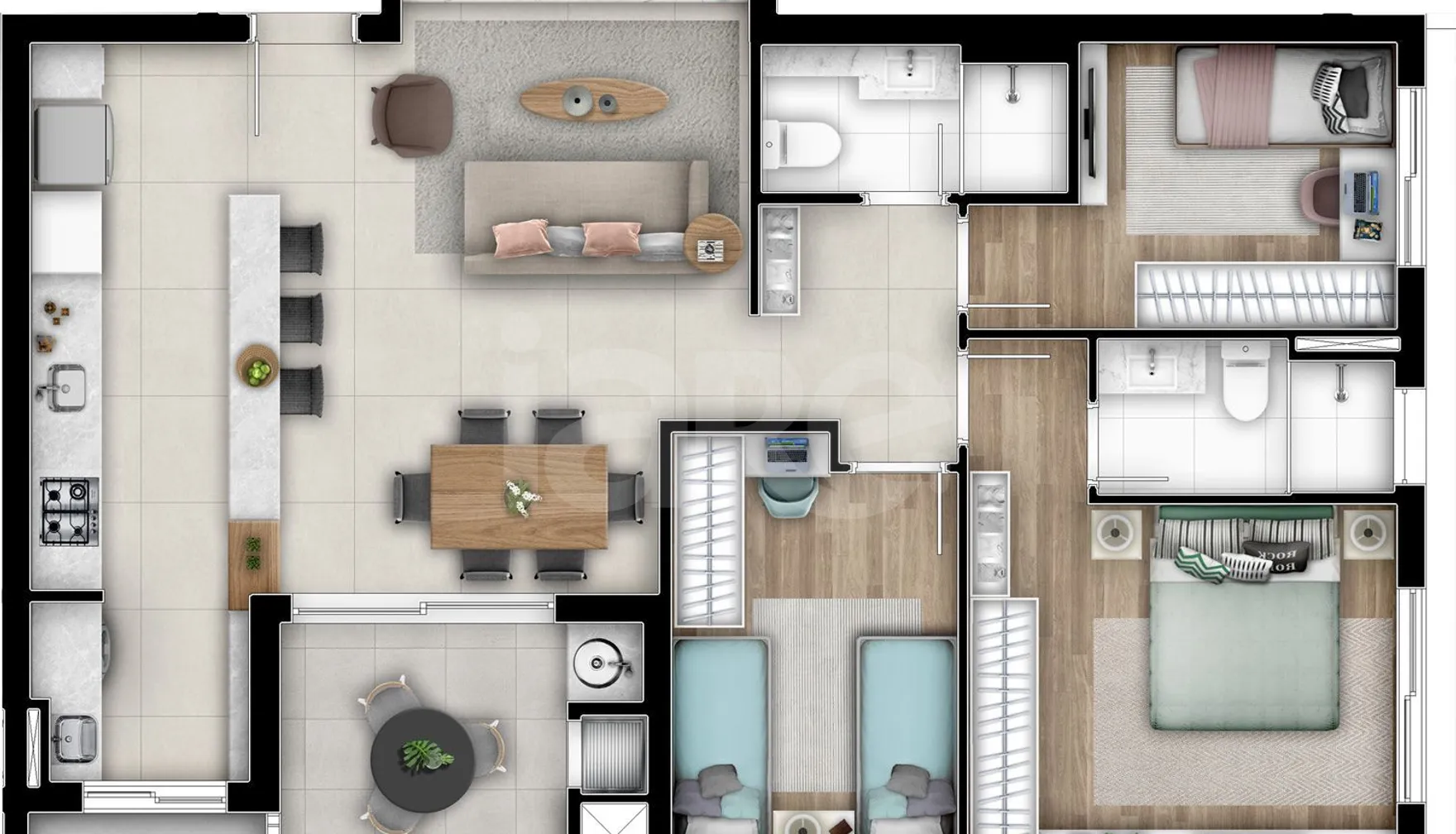 Planta — Apartamento 88,91 m²