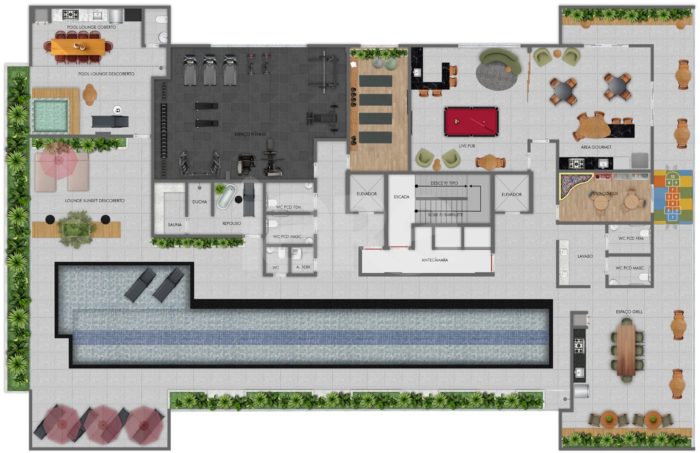 Planta — Pavimento lazer