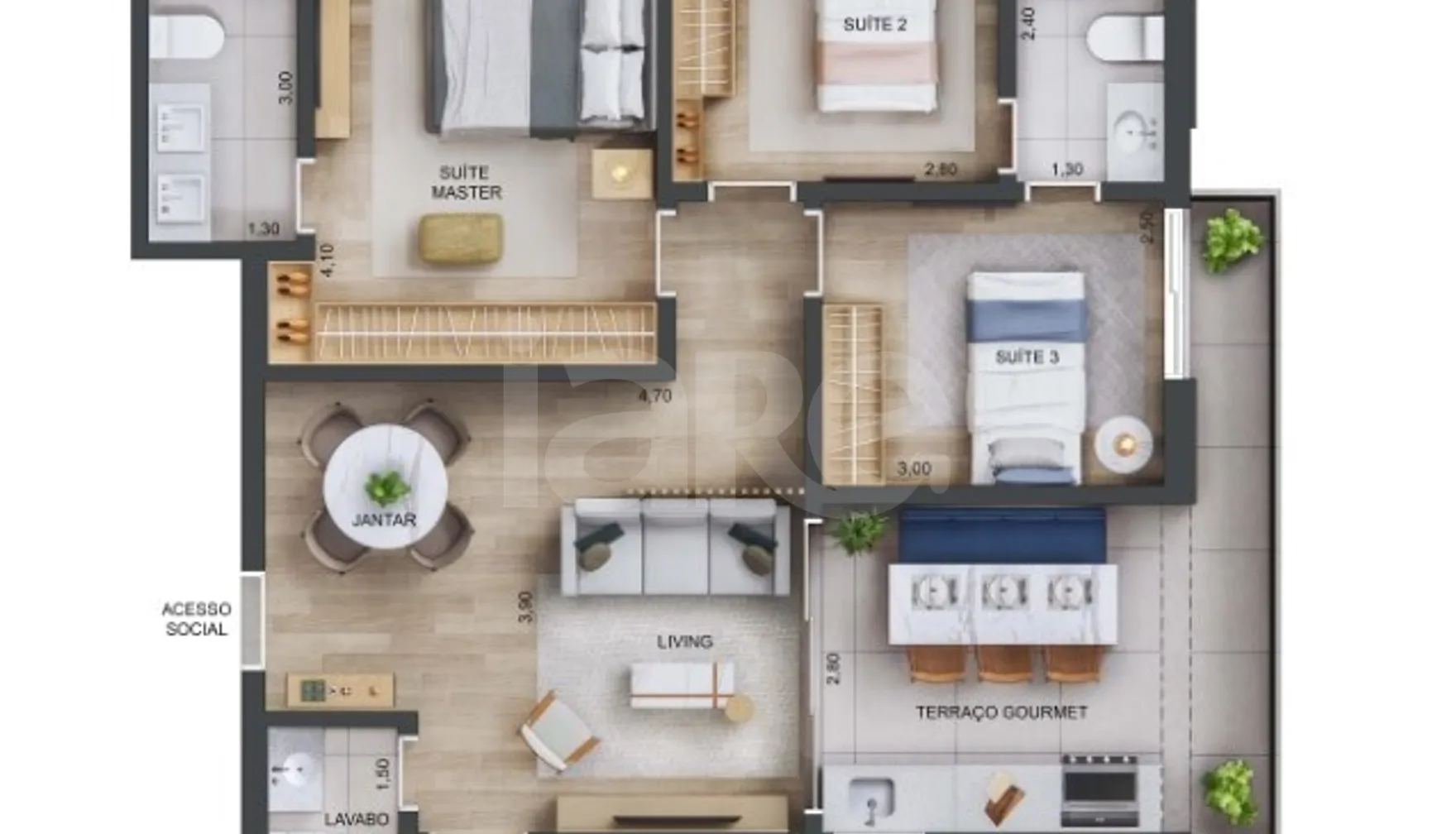 Planta — Apartamento 96,38 m²