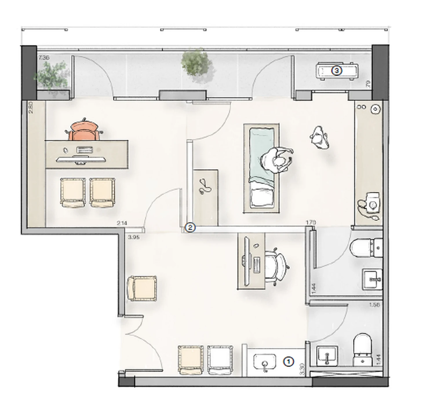 Planta — Sala 51,85 m²