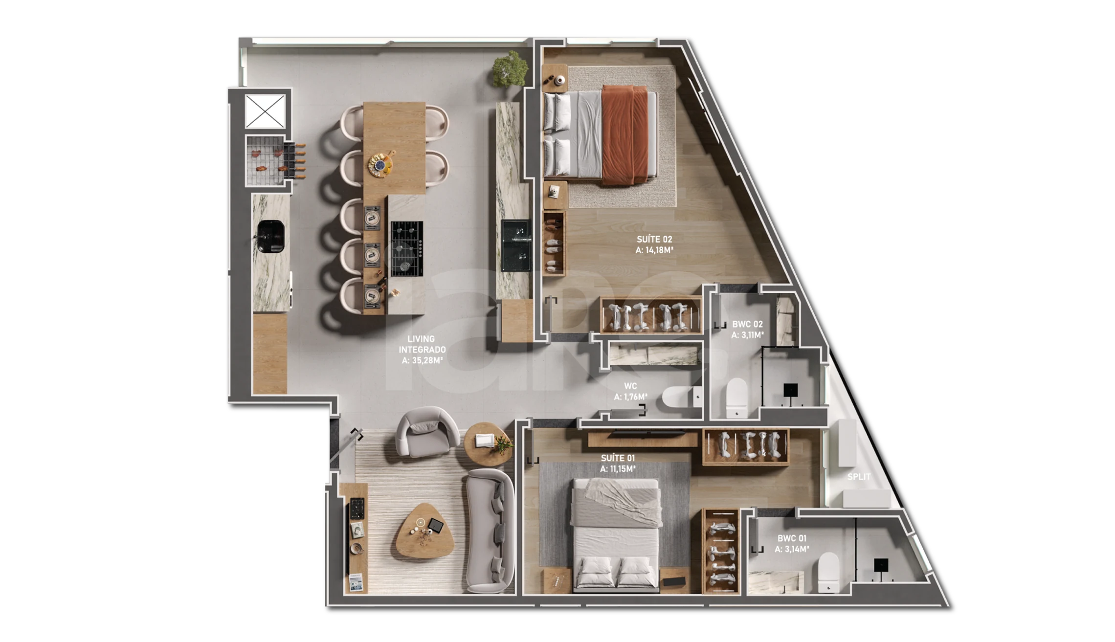 Planta — Apartamento 80,5 m²