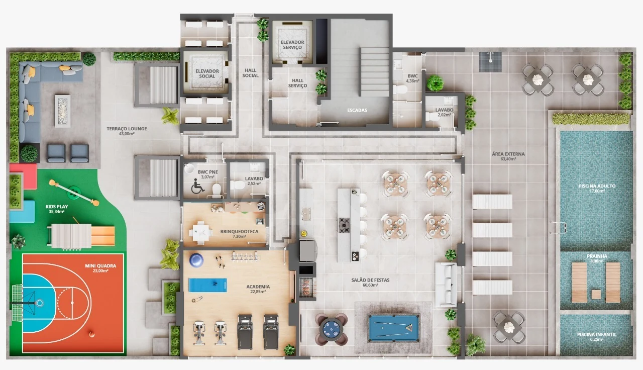 Planta — Pavimento lazer