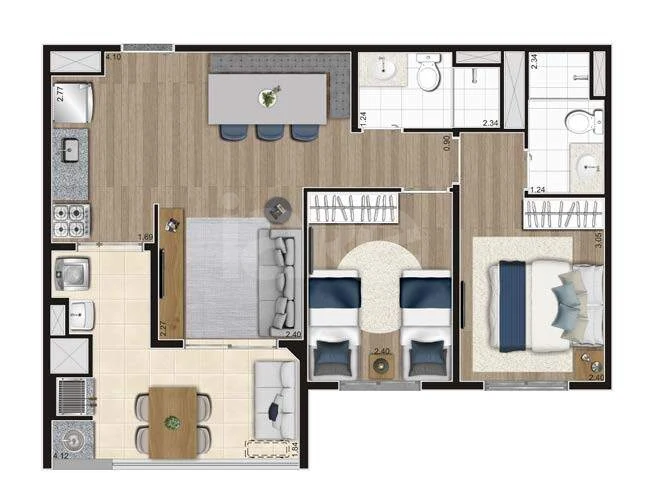Planta — Apartamento 59,12 m²
