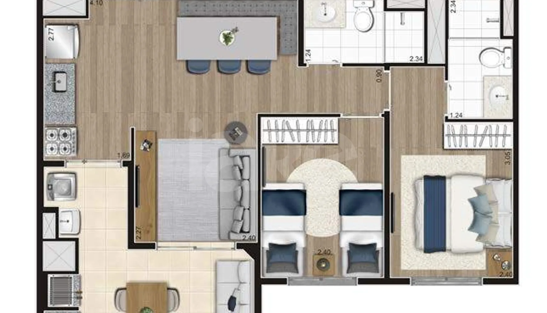 Planta — Apartamento 59,12 m²