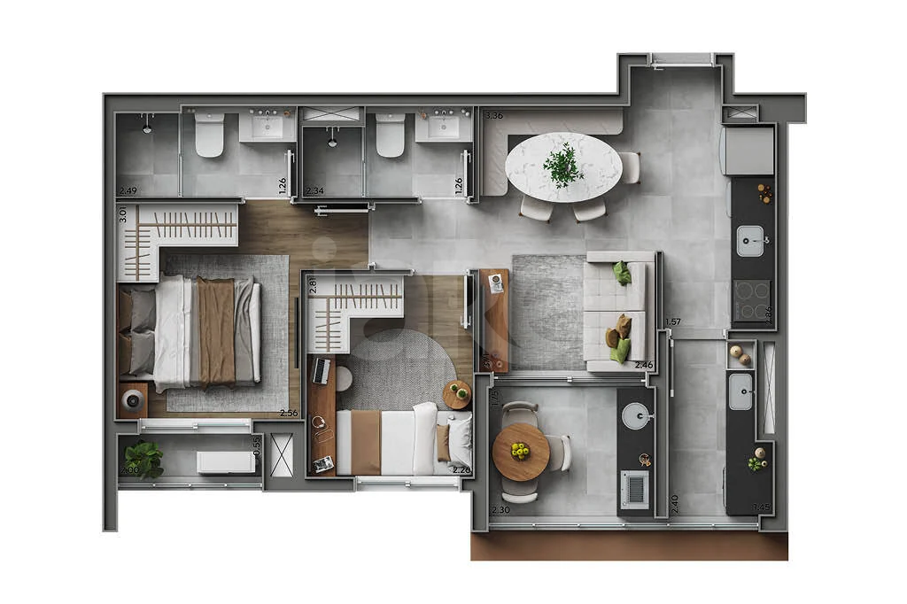 Planta — Apartamento 54,47 m²