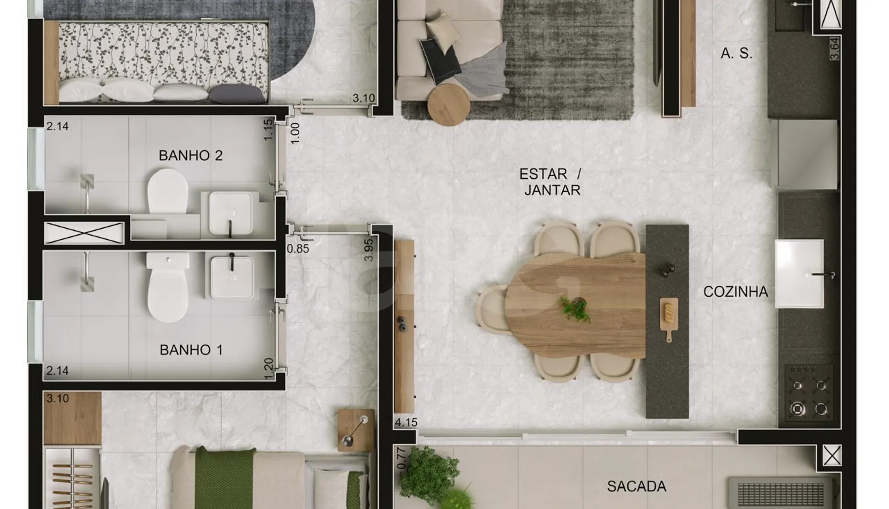 Planta — Garden 73,6 m²
