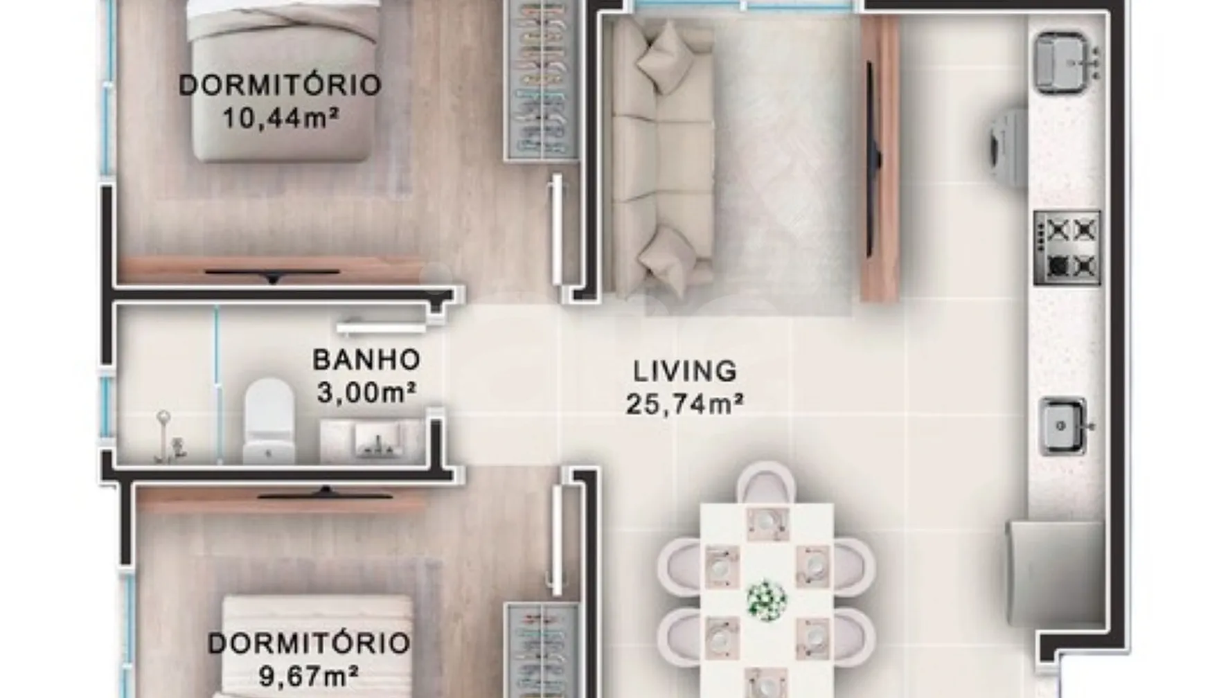 Planta — Apartamento 59,8 m²