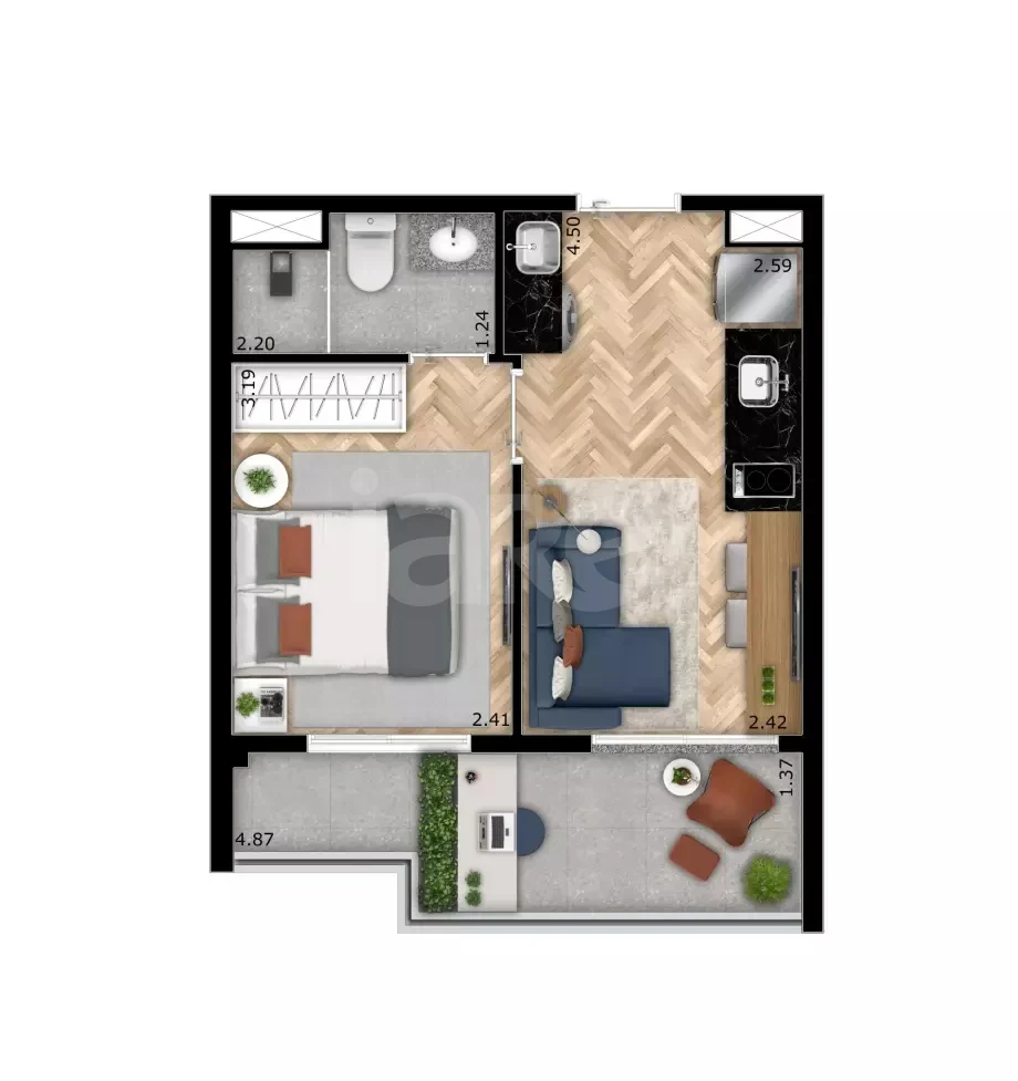 Planta — Apartamento 31,22 m²