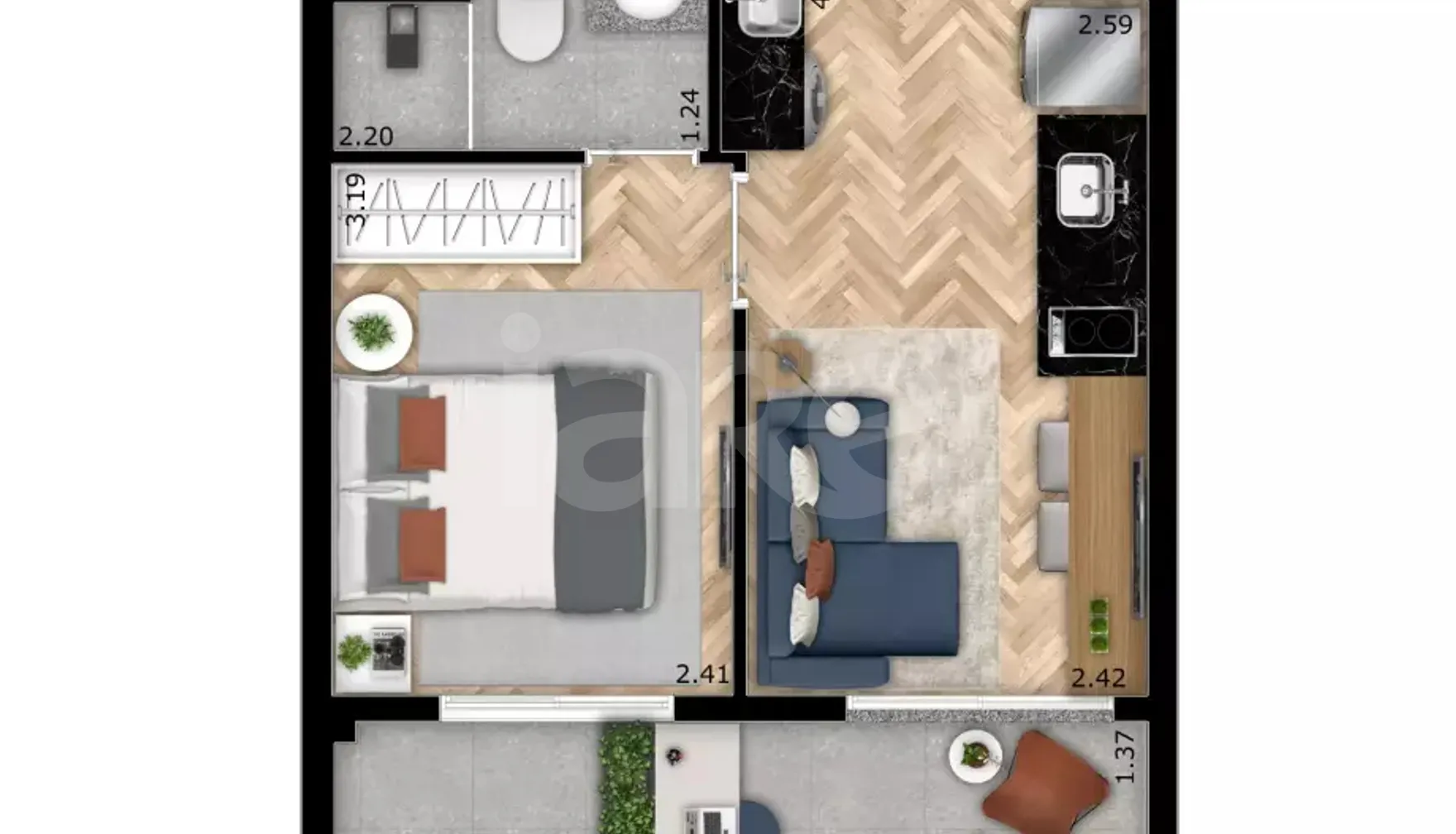Planta — Apartamento 31,22 m²