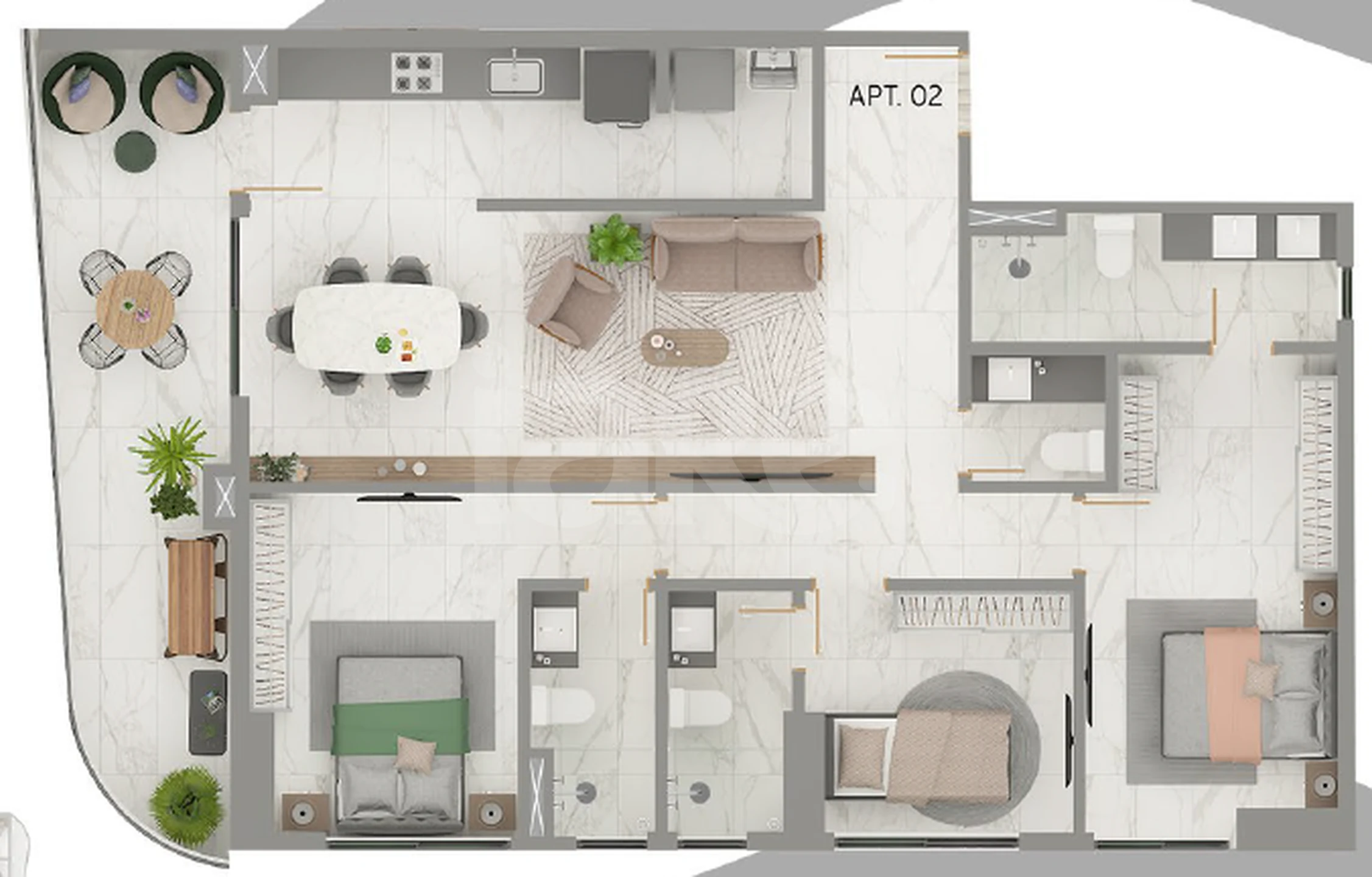 Planta — Apartamento 98,82 m²