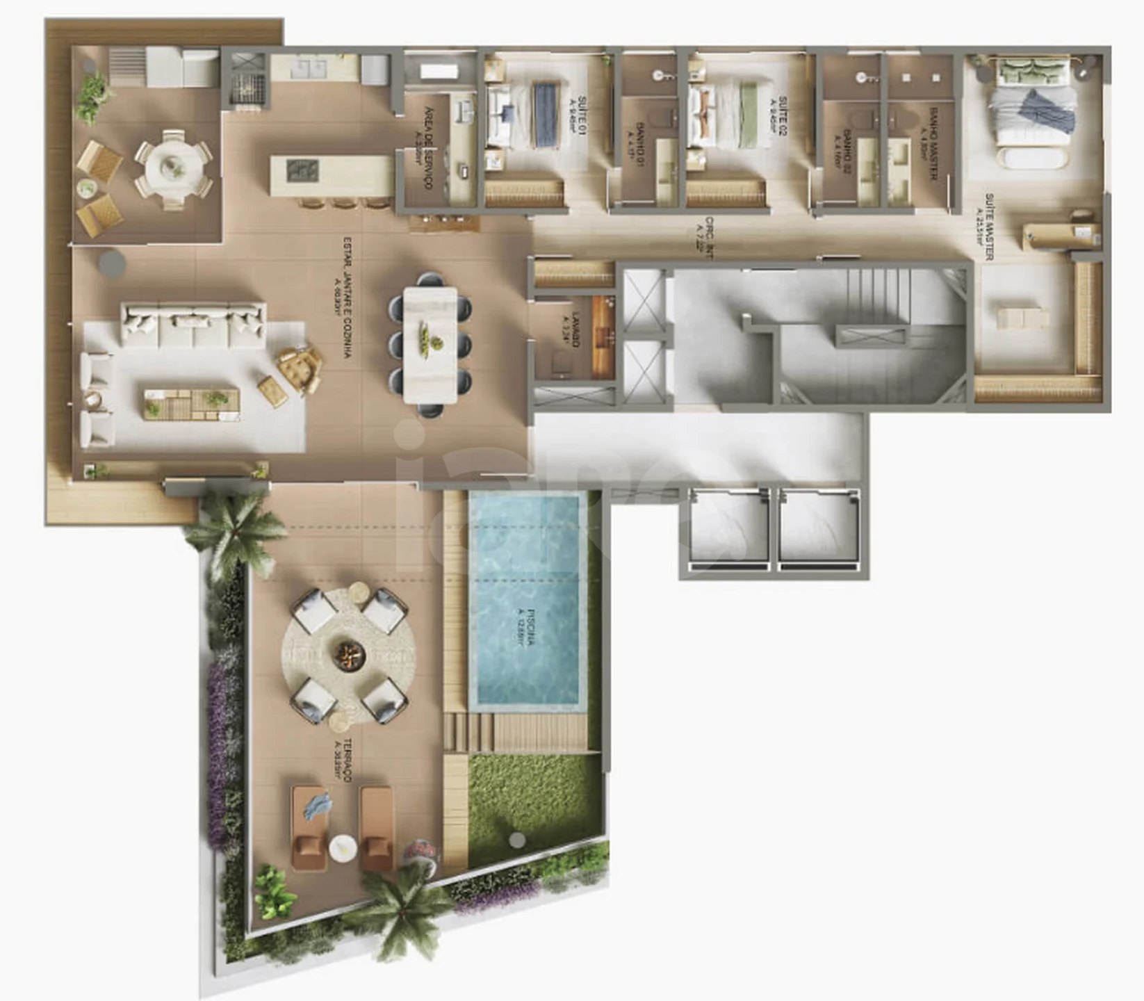 Planta — Cobertura Horizontal 253,79 m² · 1º pavimento