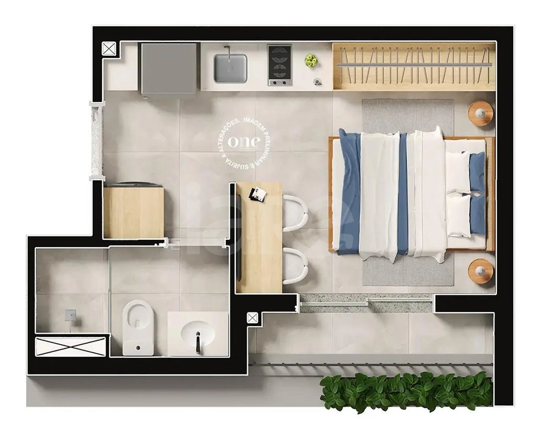 Planta — Studio 19,91 m²
