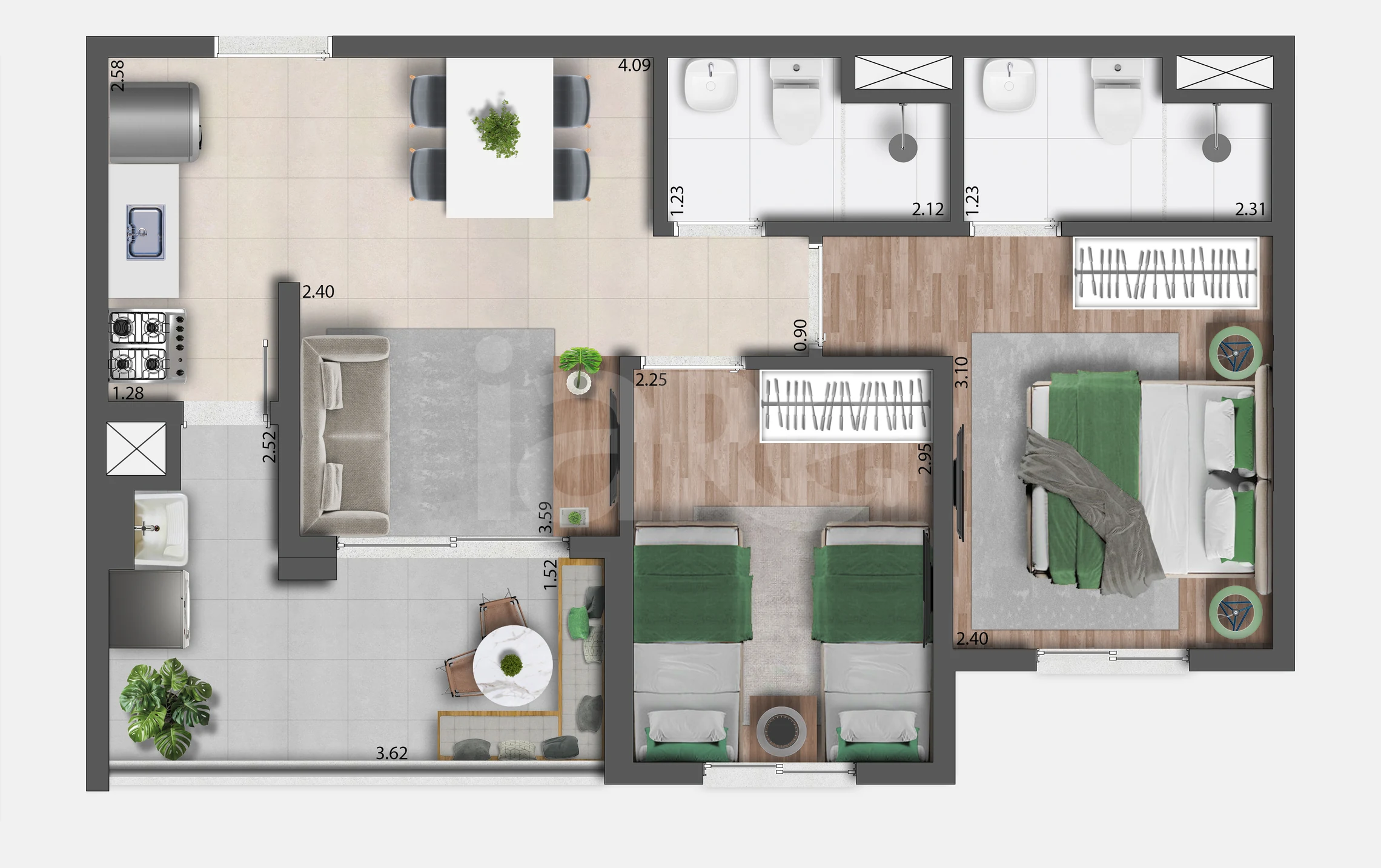 Planta — Apartamento 47,24 m²