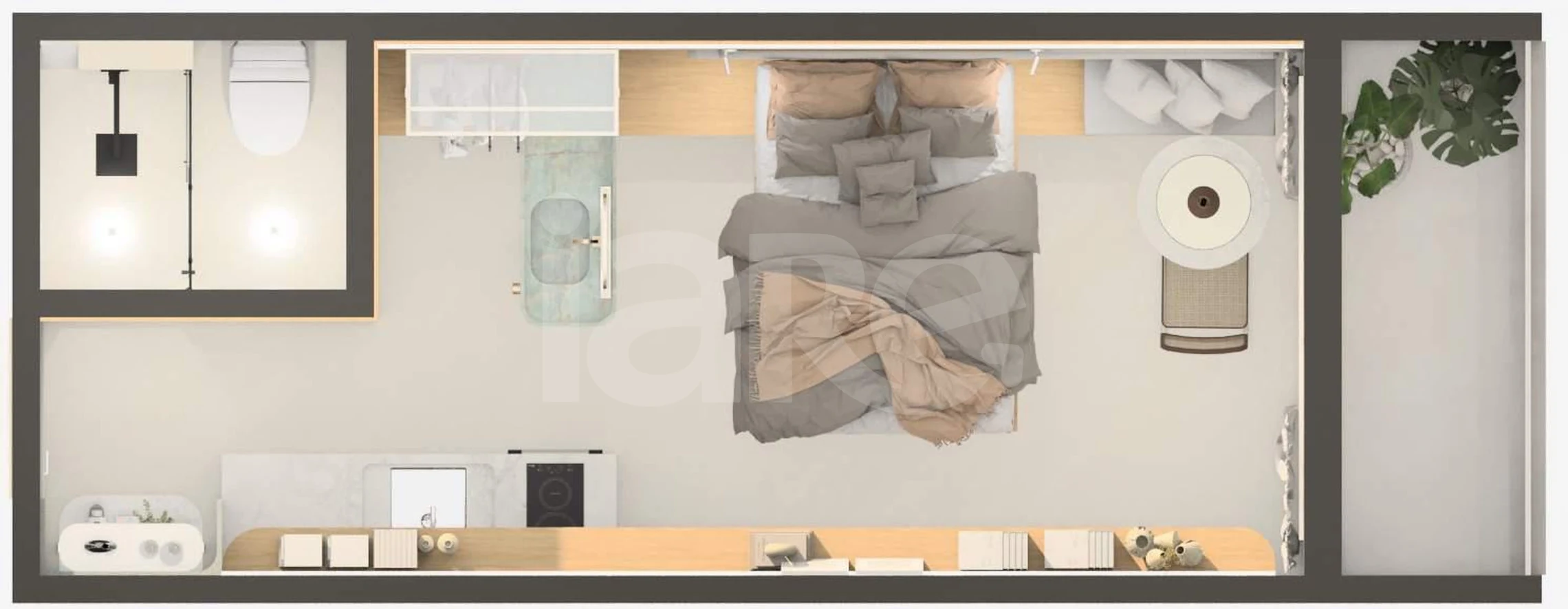 Planta — Studio 24,59 m²