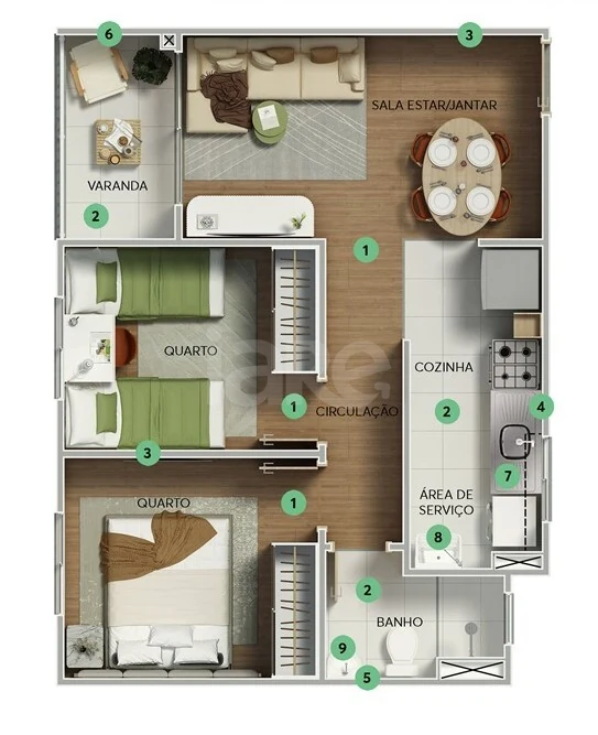 Planta — Apartamento 44,75 m²