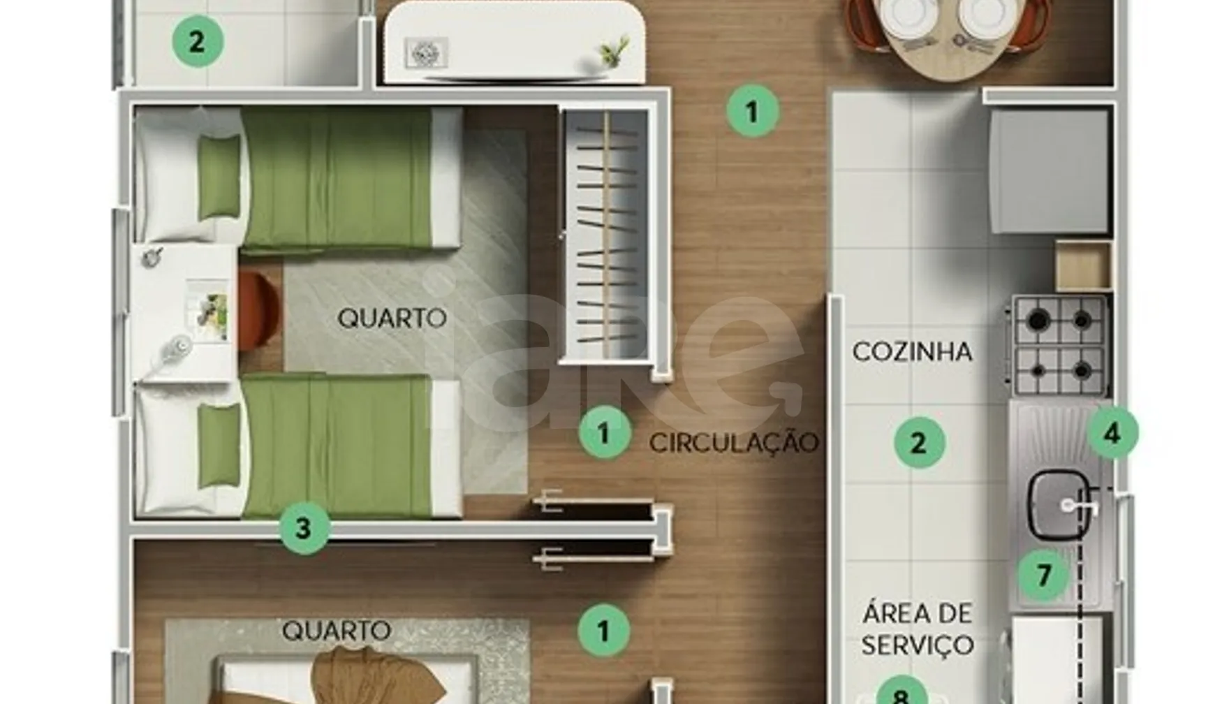 Planta — Apartamento 44,75 m²