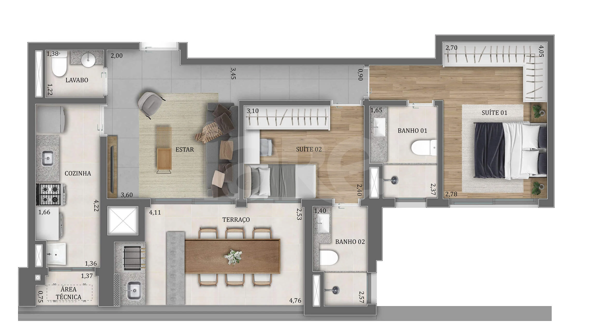 Planta — Apartamento 79,67 m²