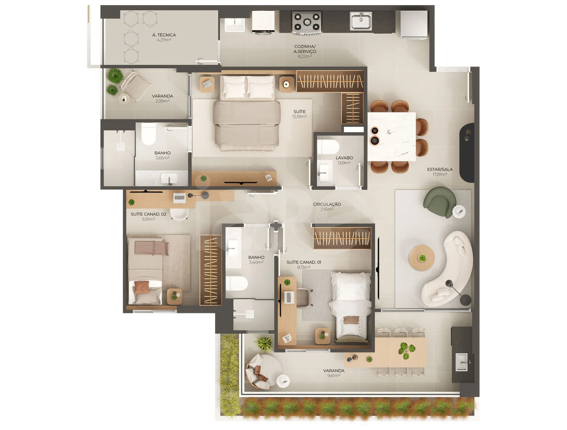 Planta — Garden 101,57 m²