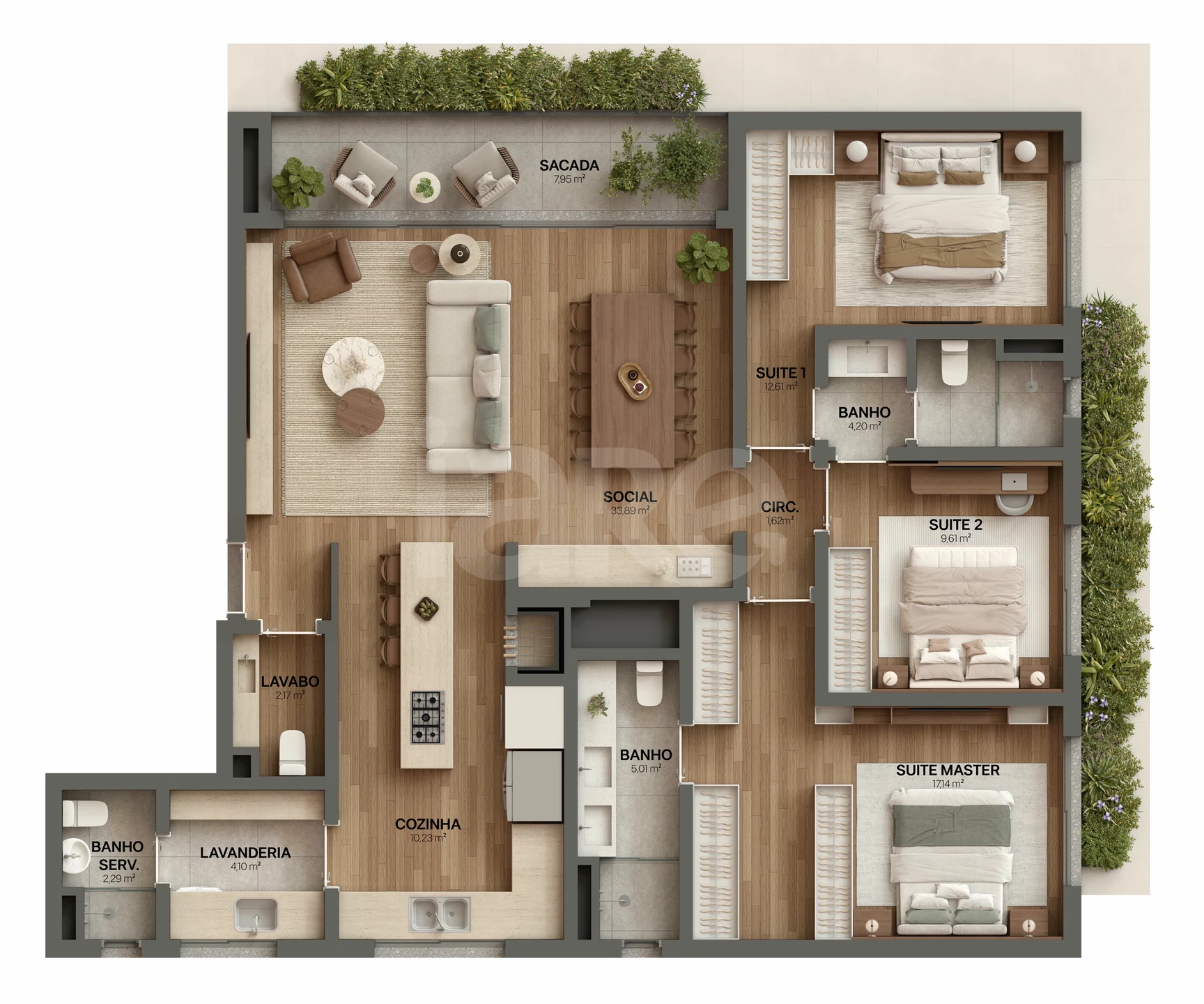 Planta — Apartamento 142 m²