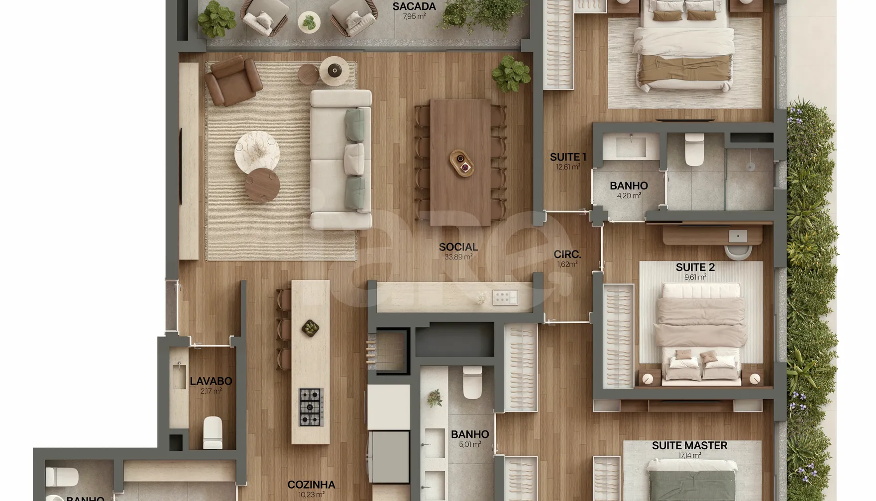 Planta — Apartamento 142 m²
