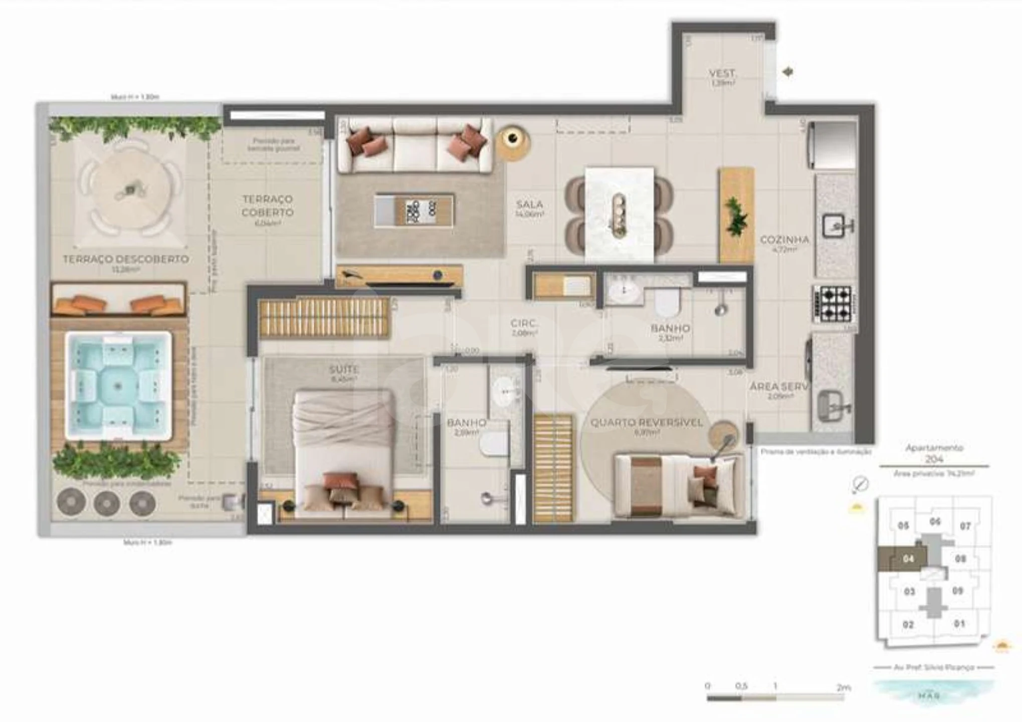 Planta — Garden 74,21 m²