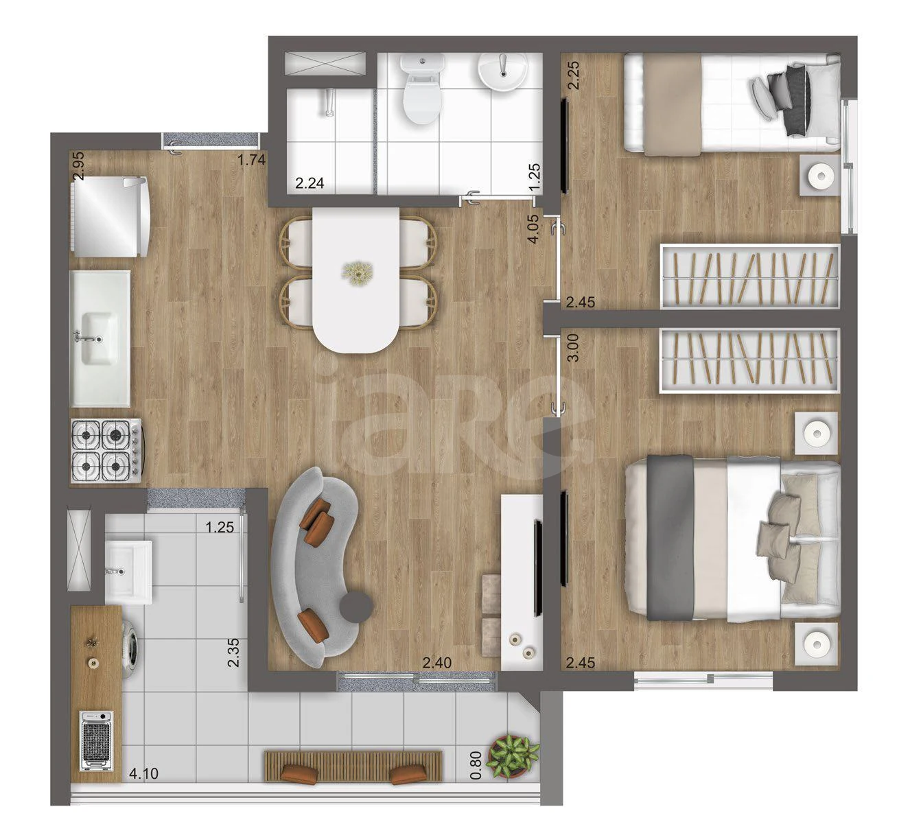 Planta — Apartamento 40,8 m²