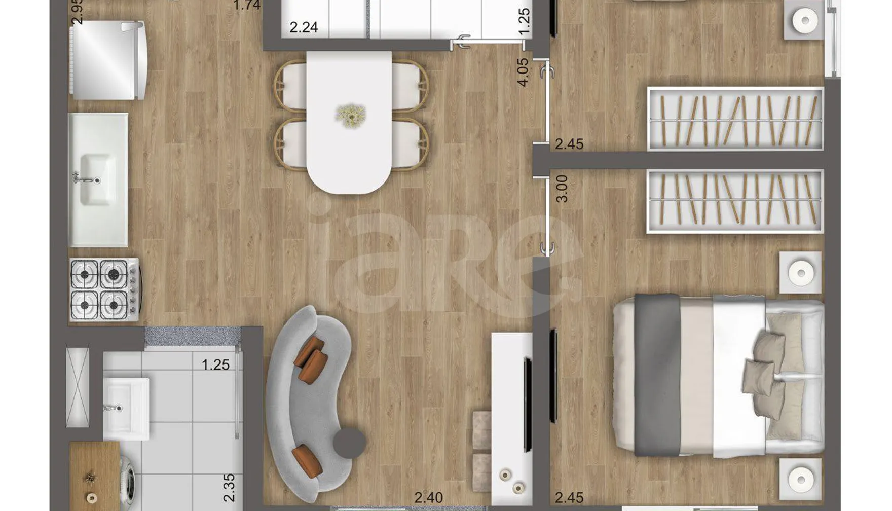 Planta — Apartamento 40,8 m²
