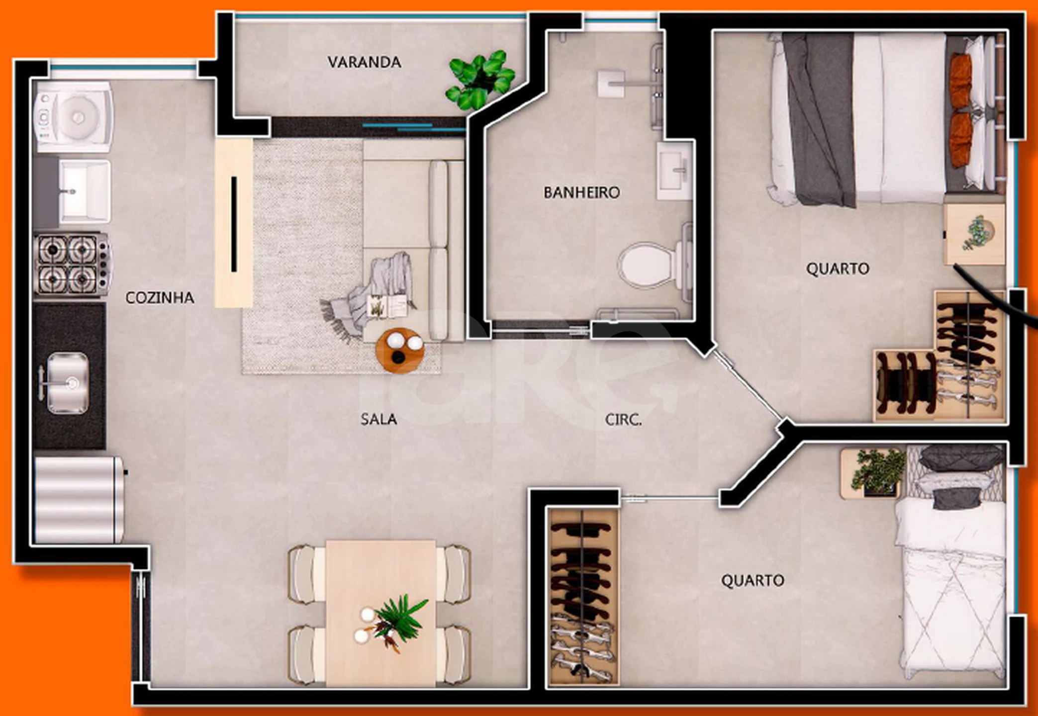 Planta — Apartamento 44,43 m²