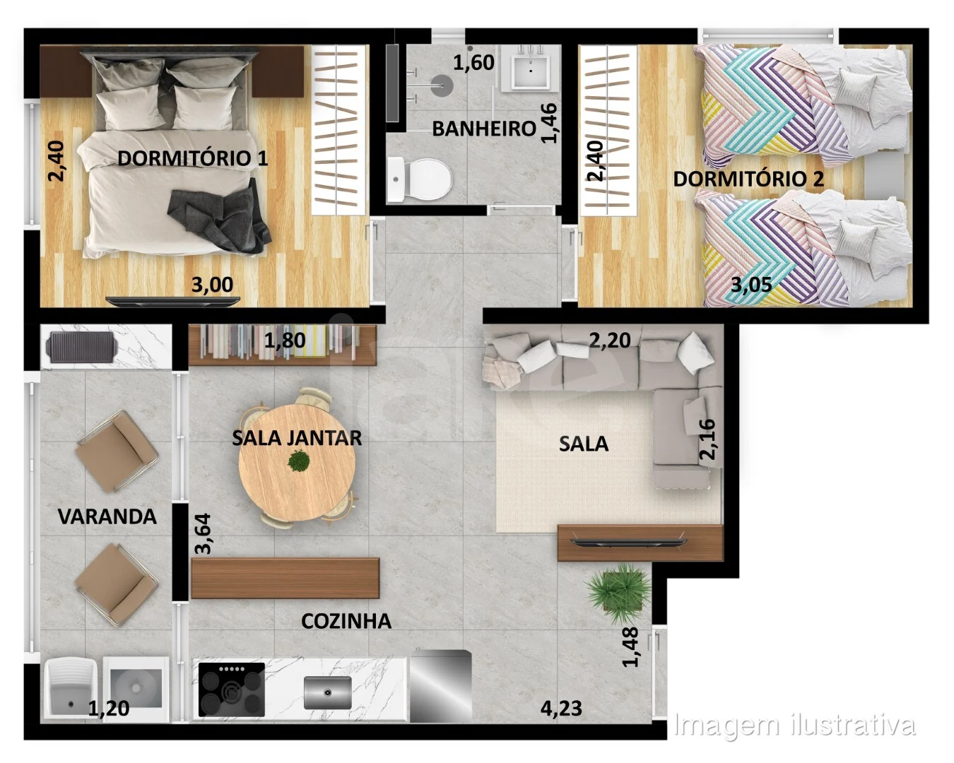 Planta — Apartamento 44,62 m²