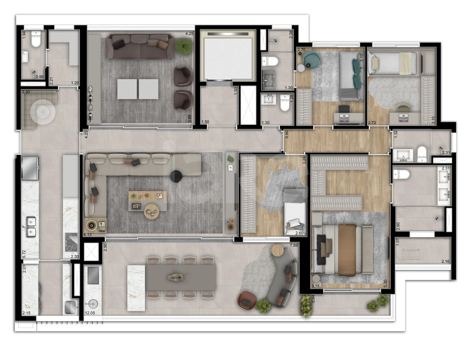 Planta — Apartamento 187 m²