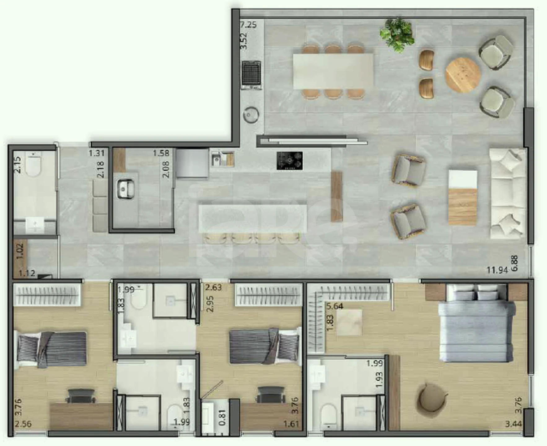 Planta — Apartamento 125,15 m²