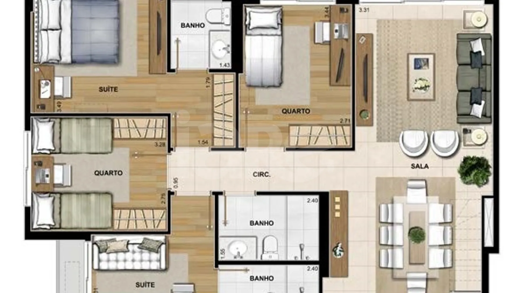 Planta — Cobertura Duplex 252,34 m²