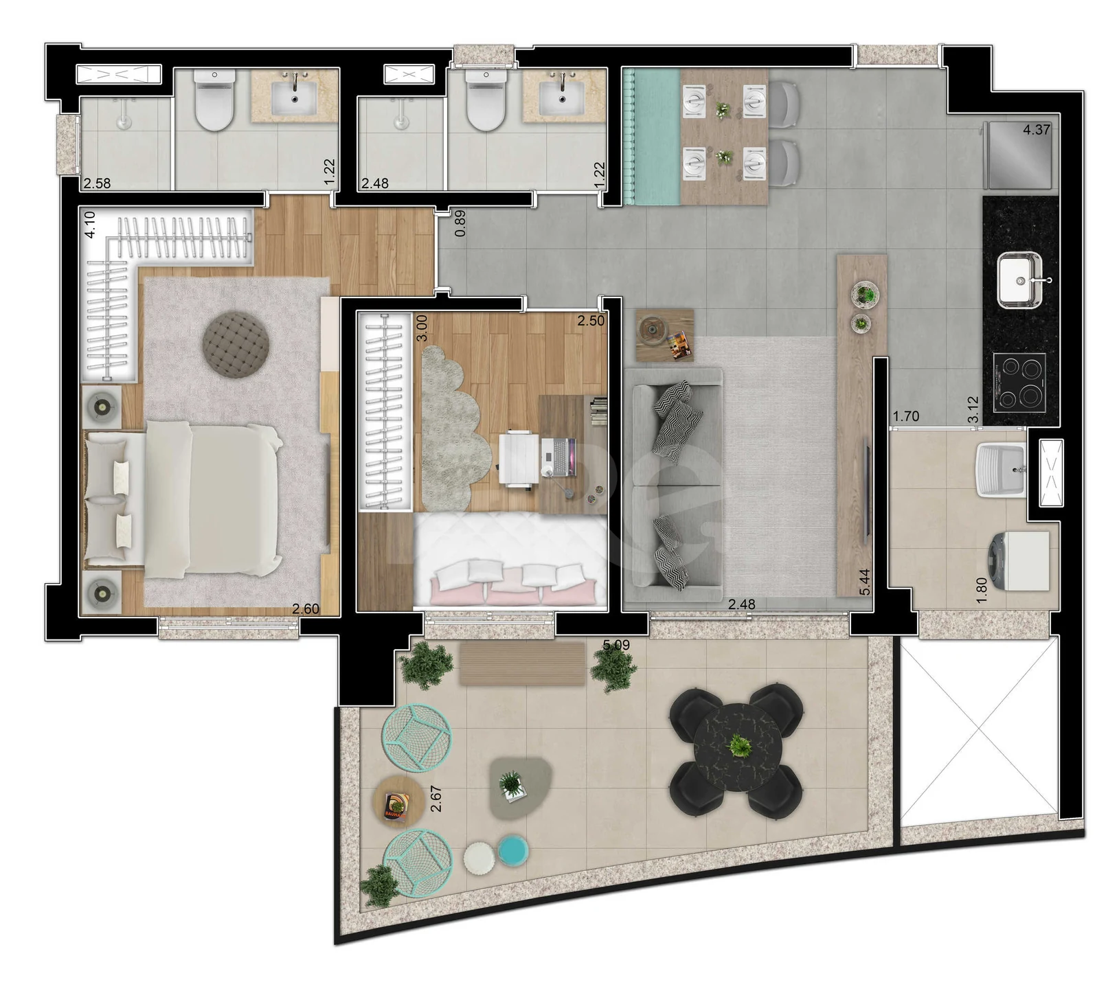 Planta — Apartamento 73,68 m²