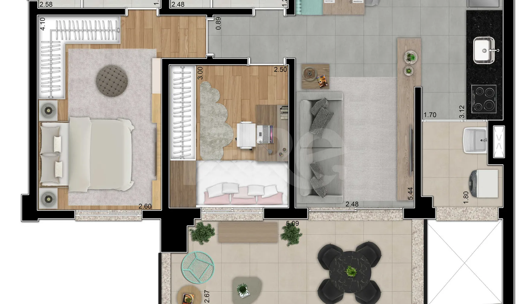 Planta — Apartamento 73,68 m²