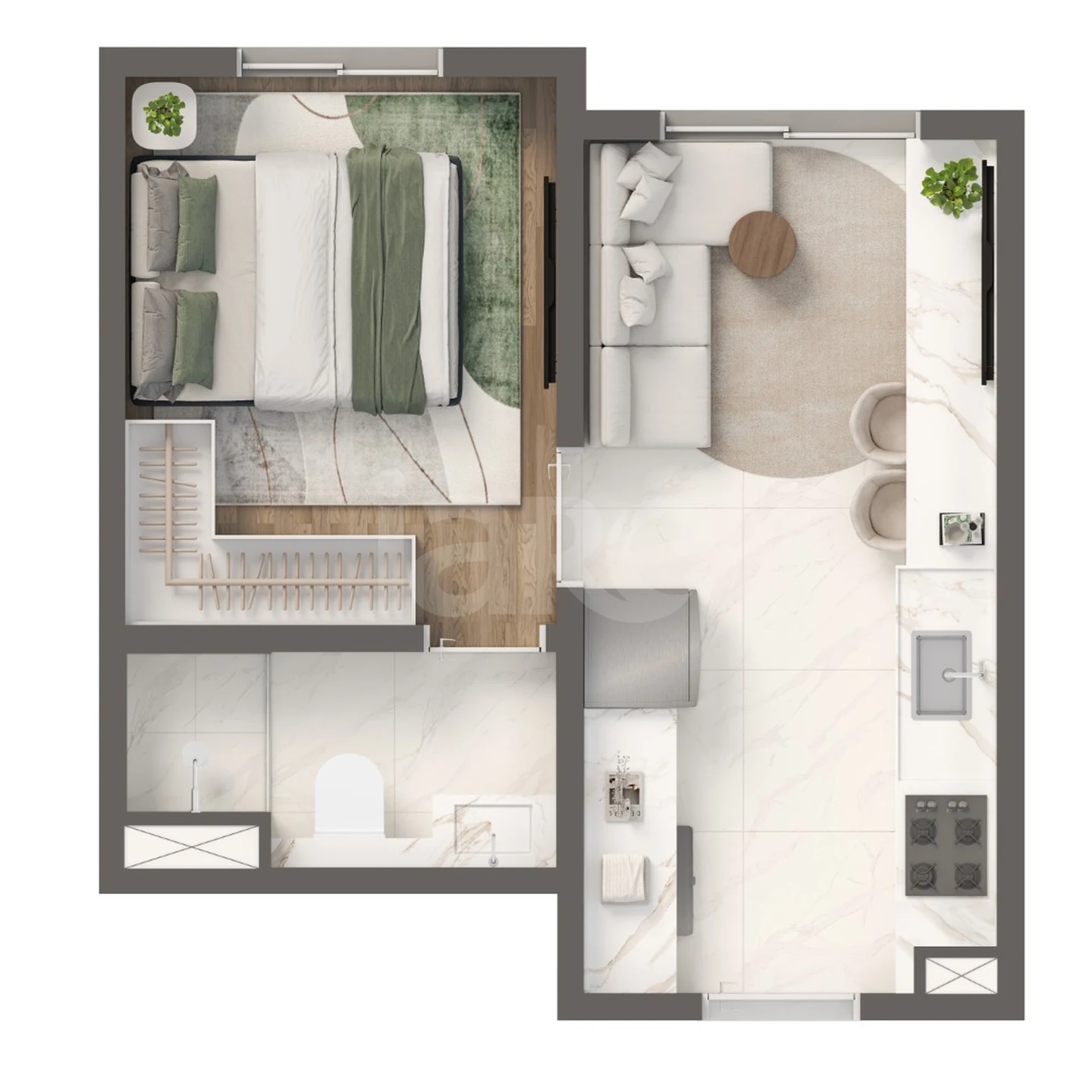 Planta — Apartamento 24,63 m²